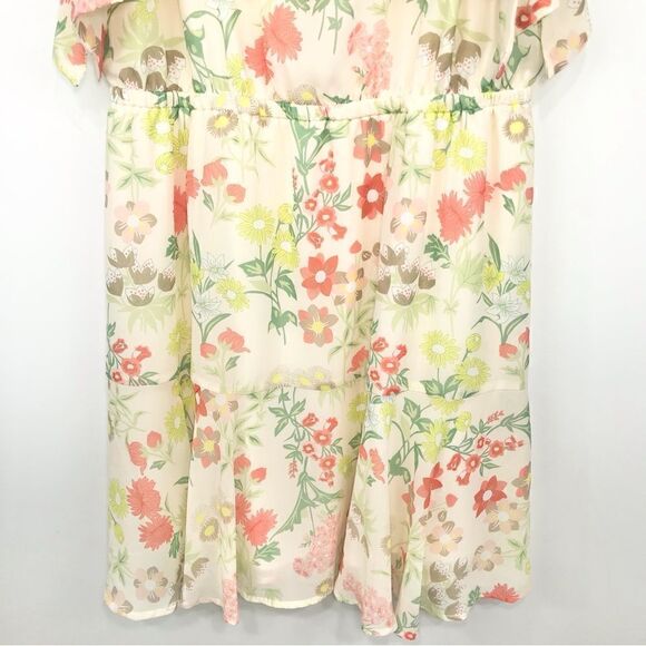 Maurices NEW Ruffled Cream Floral Print Dress - Picture 6 of 13
